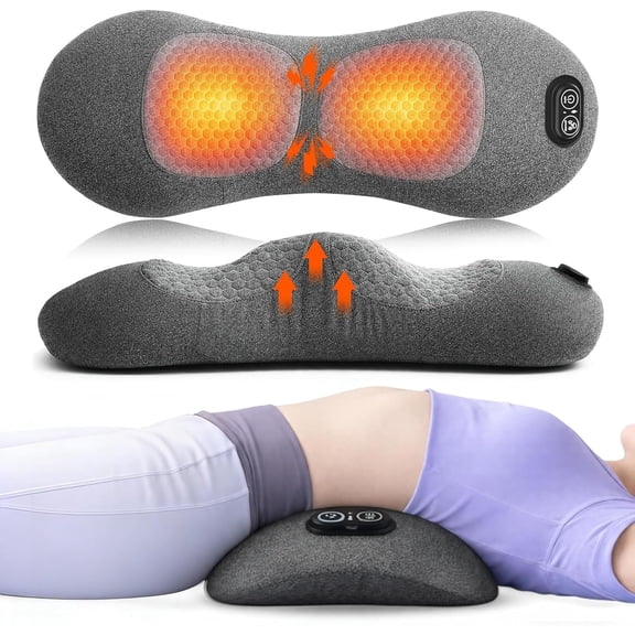 3 in 1 Back Massager, Back Massager with Heat, Back Massager for Pain Relief Deep Tissue, Electric Lumbar Pillow with Heat Vibration Traction