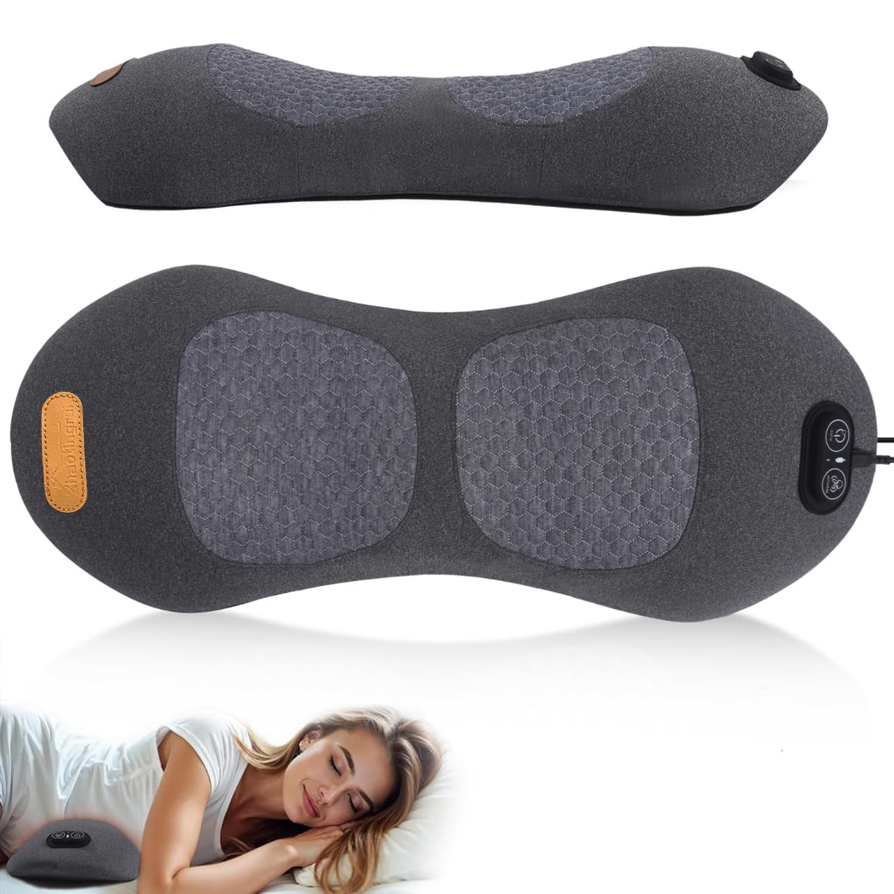 3 in 1 Back Massager, Electric Lumbar Support Pillow Heat Vibration ...