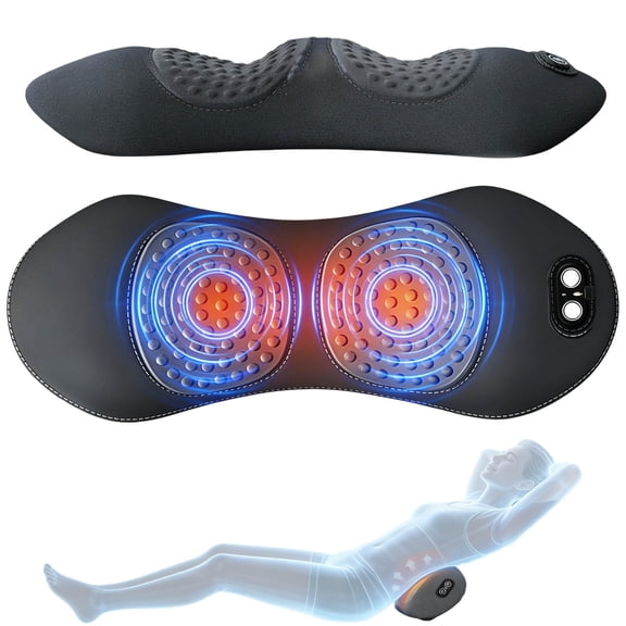 3 in 1 Back Massager, Electric Lumbar Support Pillow with Heat, Vibration & Traction, USB Cable, Adjustable Height for Office Home Use