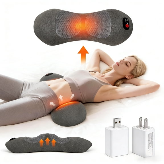 3-in-1 Back Massager with Heat, Vibration & Traction - Relief for Lower Back Pain, Sciatica and Spinal Support