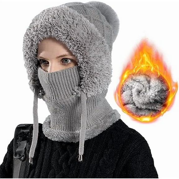 3 in 1 Balaclava Ski Hat Wind-Resistant Hat Cap Scarf for Women - Face Cover for Extreme Cold Weather Gear