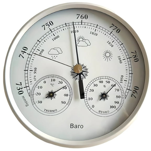 3-in-1 Barometer Weather Station, 5 in Barometer Thermometer Hygrometer for Indoor Outdoor Use, Pressure Gauge with Easy-to-Read Dial