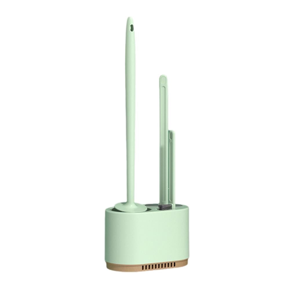 3-in-1 Bathroom Toilet Brush and Plunger Set with Vented Holder, Heavy-Duty Wall Mounted Cleaning Kit, Green