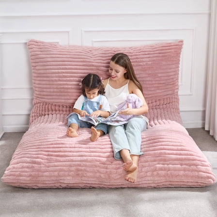 Hobestluk 3 in 1 Bean Bag Chair Giant Bean Bag Chairs Convertible Bean Bag Cushion with Machine Washable Cover, Large Beanbag Chairs for Adult (Pink)