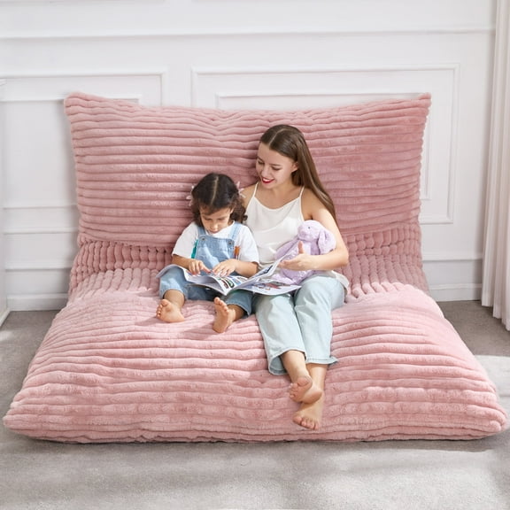 Hobestluk 3 in 1 Bean Bag Chair Giant Bean Bag Chairs Convertible Bean Bag Cushion with Machine Washable Cover, Large Beanbag Chairs for Adult (Pink)