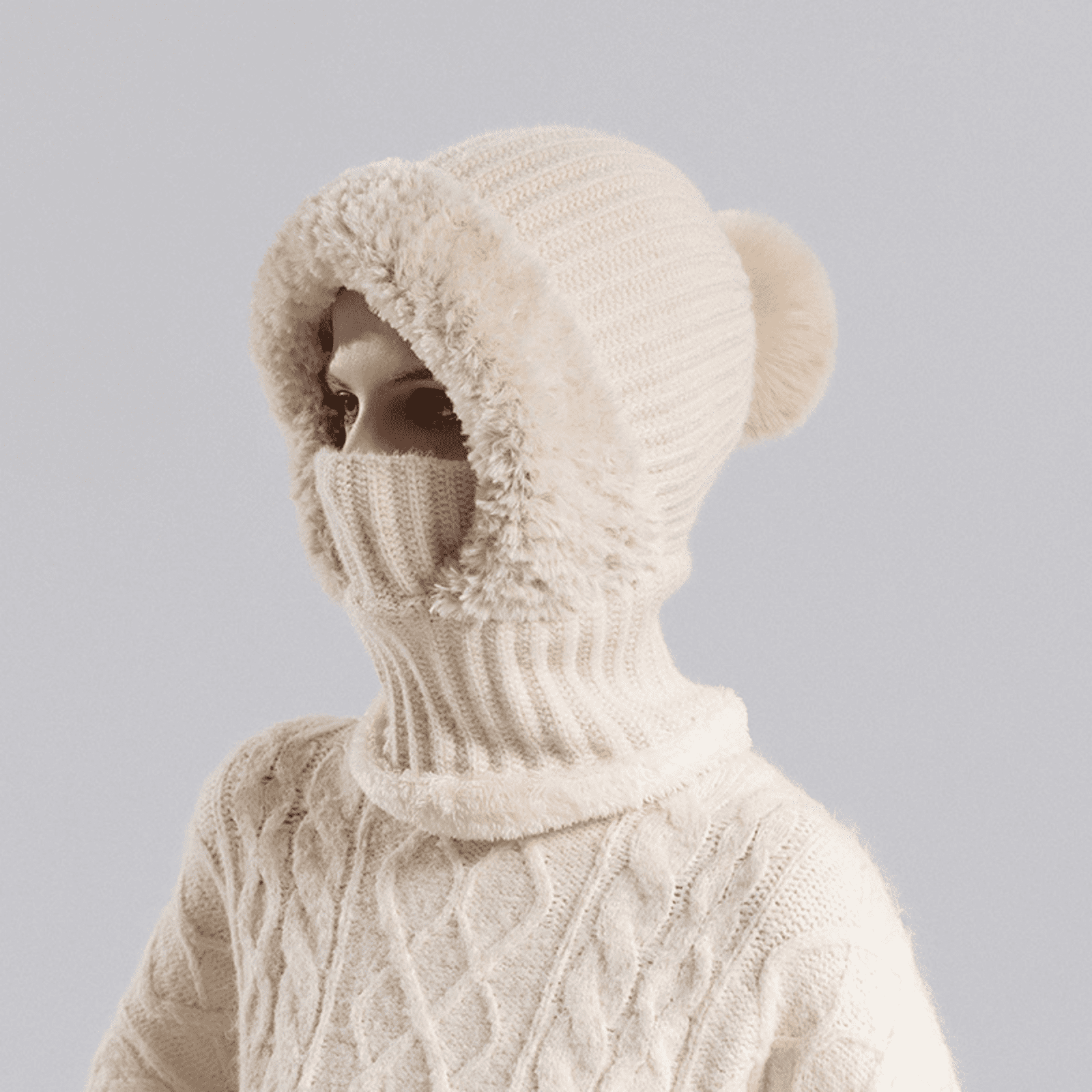 3 in 1 Beanie Hat For Women, Fleece Lined Knit Beanie Hat with Scarf and Mask, Fall Winter Warm Knitted Ski Scarf and Mask Set for Cold Weather