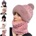 thumbnail image 1 of 3 in 1 Beanie Hat with Scarf and Mask, Women's Outdoors Windproof Scarf Hat, Knitted Ski Mask Set Pink Free, 1 of 3