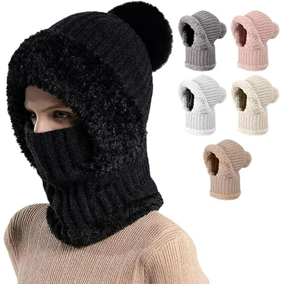 3 in 1 Beanie Hat For Women, Upgrade 3 in 1 Beanie Hat with Scarf and Mask, Fall Winter Warm Knitted Ski Scarf and Mask Set