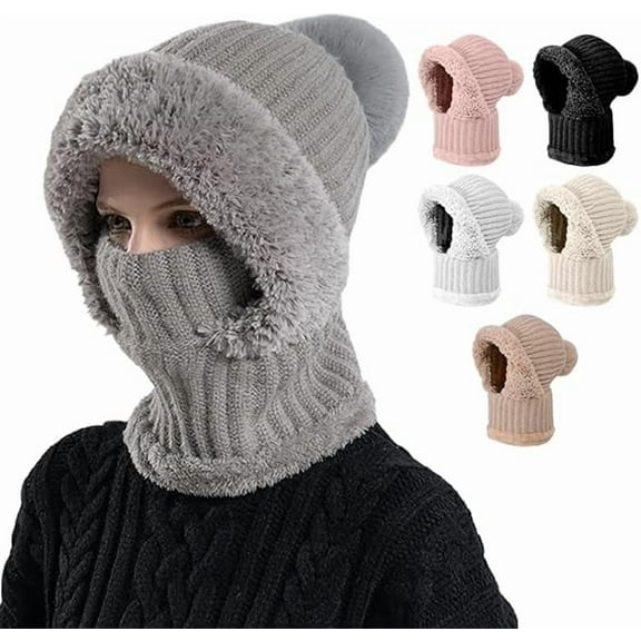 3 in 1 Beanie Hat For Women, Upgrade 3 in 1 Beanie Hat with Scarf and Mask, Fall Winter Warm Knitted Ski Scarf and Mask Set