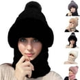 thumbnail image 1 of 3 in 1 Beanie Hat for Women, 2025 Upgraded Hat with Scarf Face Cover, Fall Winter Warm Windproof Hat for Skiing Hiking Black L, 1 of 4