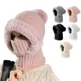 thumbnail image 1 of 3 in 1 Beanie Hat for Women, 2025 Upgraded Hat with Scarf Face Cover, Fall Winter Warm Windproof Hat for Skiing Hiking Pink L, 1 of 5