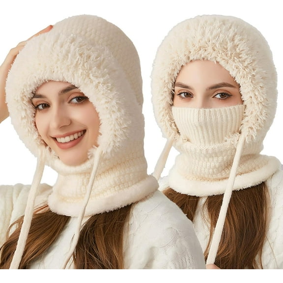 3 in 1 Beanie Hat for Women, Beanie Mask, & Scarf in One, Cold Resistant Hats, Windproof Warm Snow Cap