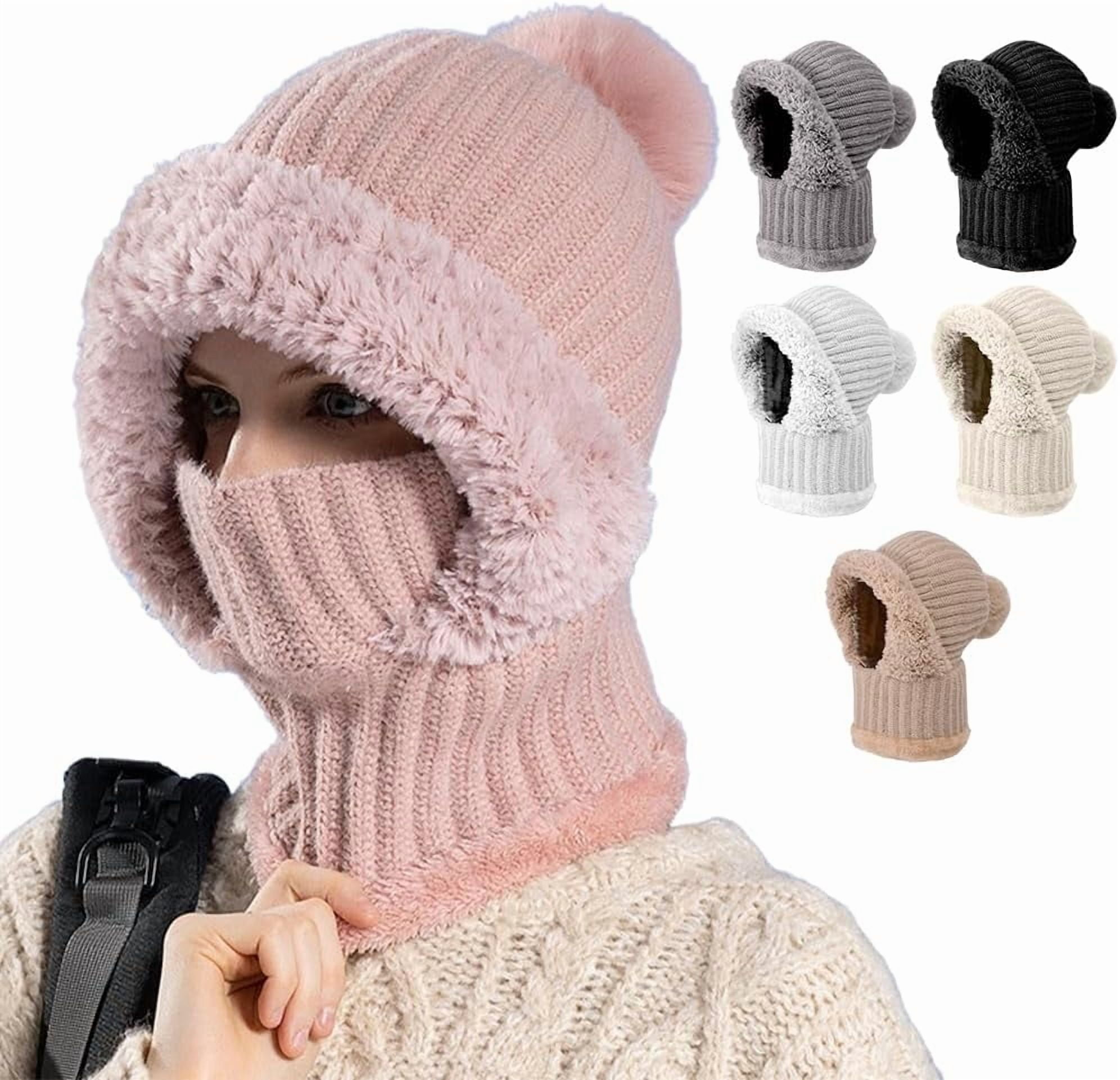 3 in 1 Beanie Hat for Women, Upgrade 3 in 1 Beanie Hat with Scarf and Mask, Fall Winter Warm Knitted Ski Scarf and Mask Set