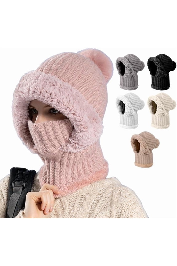 3 in 1 Beanie Hat for Women, Upgrade 3 in 1 Beanie Hat with Scarf and Mask, Fall Winter Warm Knitted Ski Scarf and Mask Set