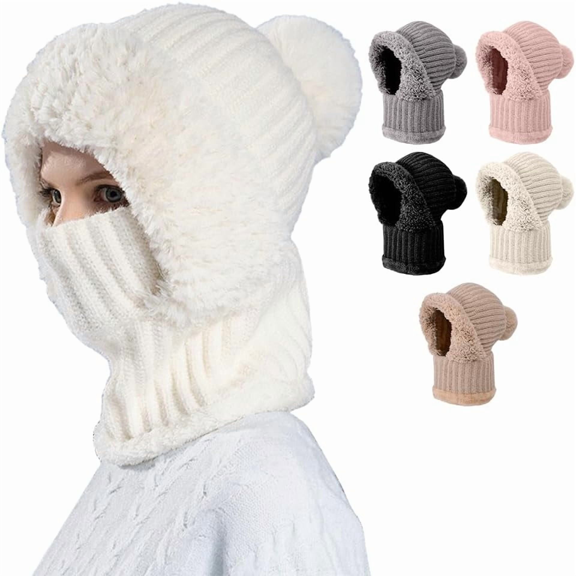 3 in 1 Beanie Hat for Women, Upgrade 3 in 1 Beanie Hat with Scarf and Mask, Fall Winter Warm Knitted Ski Scarf and Mask Set