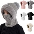 thumbnail image 1 of 3 in 1 Beanie Hat for Women, Winter Warm Knitted Balaclava Scarf with Face Cover, Windproof Fleece Lined Ski Snow Hat,Gray, 1 of 4
