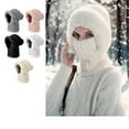 thumbnail image 1 of 3 in 1 Beanie Hat for Women, Winter Warm Knitted Scarf with Face Cover, Windproof Fleece Lined Ski Snow Hat White Free, 1 of 4