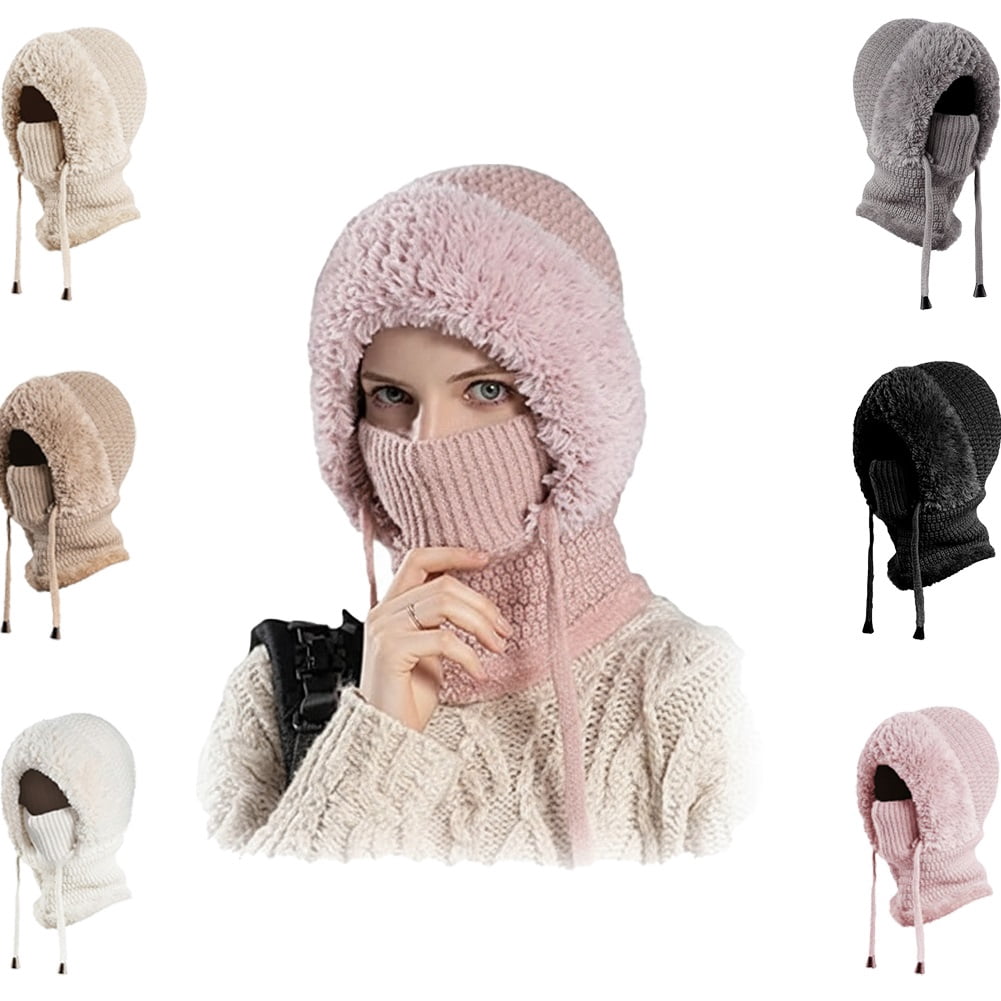 3 in 1 Beanie Hat for Women,Winter Windproof Warm,Outdoor 