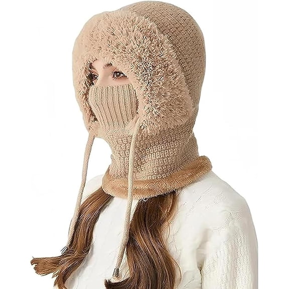 3 in 1 Beanie Hat for Women, Women's Outdoors Windproof Scarf Hat, Warm Set