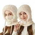 thumbnail image 1 of 3 in 1 Beanie Hat for Women with Scarf and Face Mask - Warm Windproof Knit Winter Hat Set for Skiing Hiking Commuting Outdoor Activities, 1 of 7