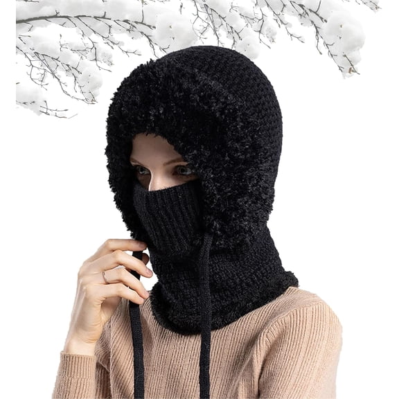 3 in 1 Beanie Hat with Scarf and Mask - Warm Knitted Beanie Hat,hat with Scarf Attached for Outdoor Skiing Hiking