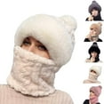 thumbnail image 1 of 3 in 1 Beanie Hat with Scarf and Mask, Women's Outdoors Windproof Scarf Hat, Knitted Ski Mask Set Beige L, 1 of 4