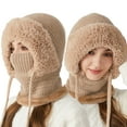 thumbnail image 1 of 3 in 1 Beanie Hat with Scarf and Mask,Womens Knit Beanie Hat Fleece Lined Winter Scarf Mask Set Snow Caps, 1 of 8