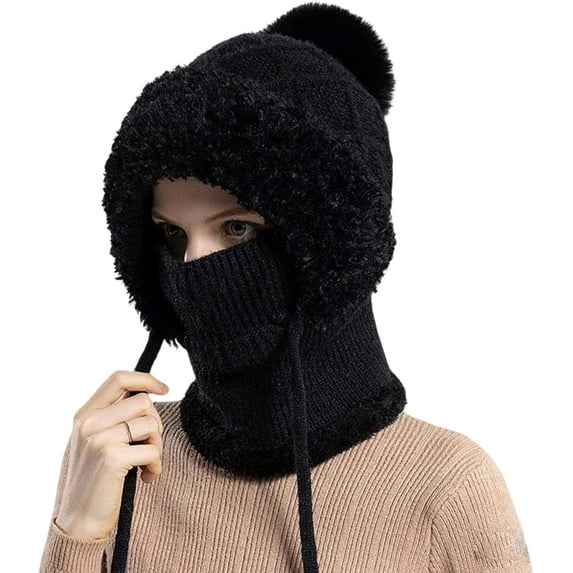 3 in 1 Beanie Hat with Scarf and Mask for Men & Women, Fleece Lined Ski Mask for Cold Weather, Snowboarding, Machine Washable Winter Face Mask