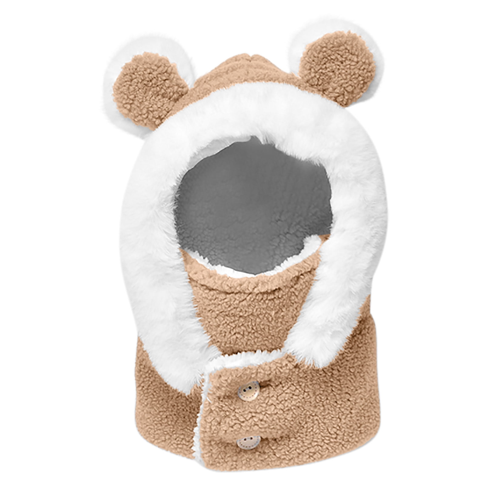 Kids Winter Hat Scarf Mask Set - Cute Bear Knit Warm Plush
