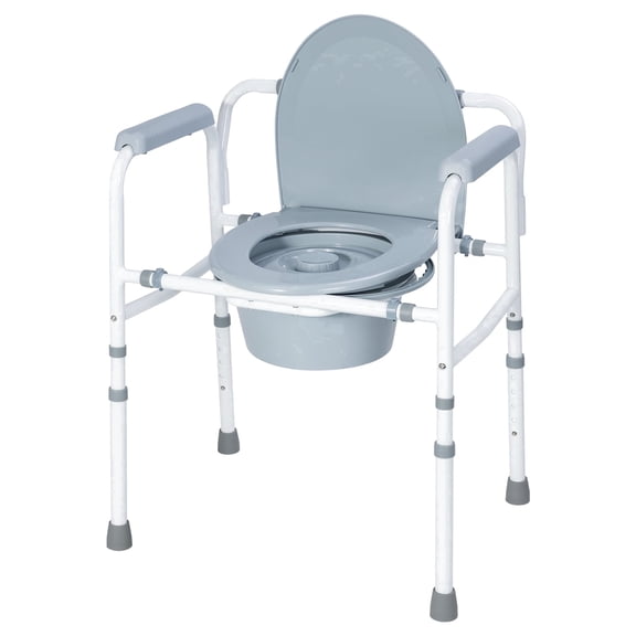 Soaids 3-in-1 Portable Bedside Commode for Seniors and Adults with Adjustable Height, Includes Bucket and Splash Guard, 300 lb Capacity