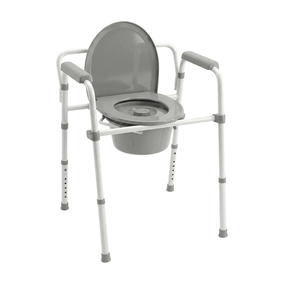 3-in-1 Bedside Commode for Elderly & Post-Surgery, Foldable for Travel & Storage with Wide Non-Slip Handrails, Splash Guard & Easy-Clean Removable Bucket for Bedside, Shower, Over-Toilet Use