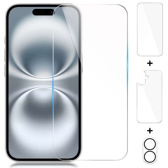 3 in 1 Beeyoka iPhone 16 Plus Screen Protector, Front and Back Protector,Camera Protector for iPhone 16 Plus (6.7 inch)