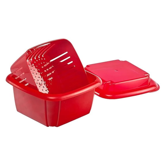 3-in-1 Berry Keeper Colander and Container, Keeps Berries Longer 2 pints, Red