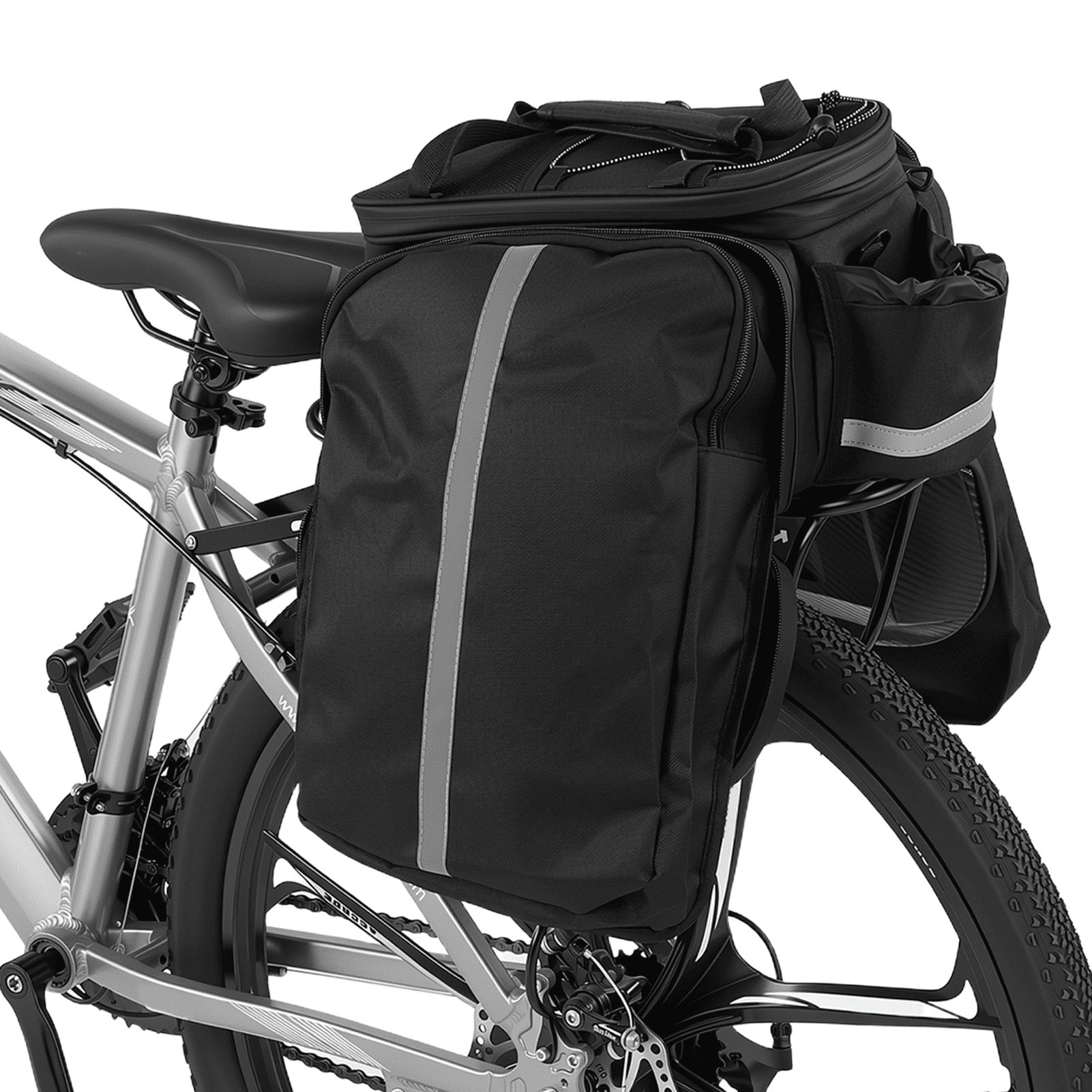 3-in-1 Bike Rack Bag Trunk Bag Waterproof Rear Seat Bag with 2 Side 31L Pannier Rear Seat Trunk BagHanging Bags Cycling Cargo Luggage Bag Pannier Shoulder Bag