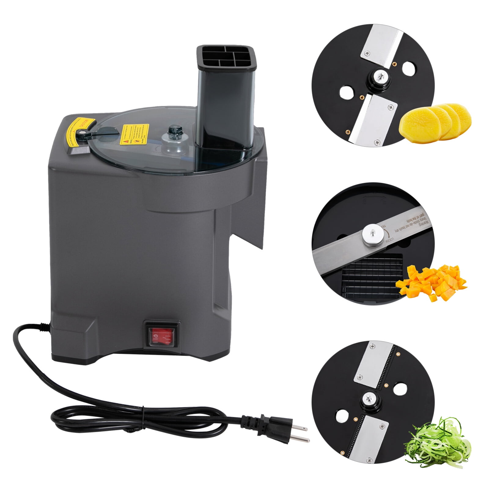 3-in-1 Black Corded Electric Commercial Vegetable Processor Egetable Slicer Shredder Dicer with 3 Blades