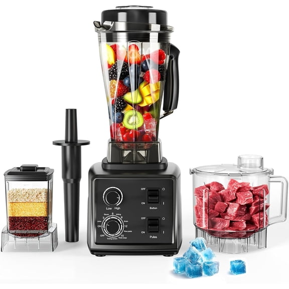 3-in-1 Blender and Food Processor Combo for Smoothies Shakers, 1500W(32000 RPM) Professional Blenders Kitchen, Adjustable Speed, 68oz BPA-Free Plastic Jar, 30s Self-Cleaning (68 oz)