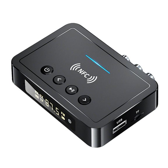 3-in-1 Bluetooth 5.4 Audio Adapter with NFC, Receiver/Transmitter/ Tuner, 65ft Range, 500mAh Battery, Infrared Remote, AUX/RCA/Coaxial/Optical/USB/TF Input, for TV/Car/Speakers/Headphones