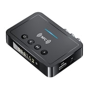3-in-1 Bluetooth 5.4 Audio Adapter with NFC, Receiver/Transmitter/ Tuner, 65ft Range, 500mAh Battery, Infrared Remote, AUX/RCA/Coaxial/Optical/USB/TF Input, for TV/Car/Speakers/Headphones