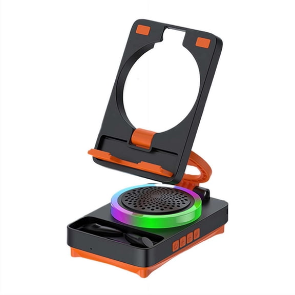 3-in-1 Bluetooth Speaker with Wireless Earbuds and Phone Stand, RGB Light Portable Desktop Dock for Tablet Live Streaming Travel Gifts