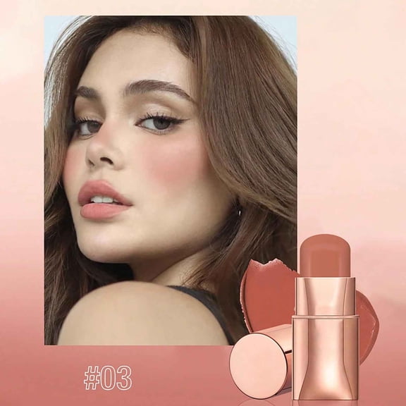 3-in-1 Blush Stick, Multi-Purpose Lip Cheek Eye Cream Blush, Buildable Matte Cream Rouge Makeup Stick, Lightweight Blendable Pearlescent Eyeshadow Blush Stick