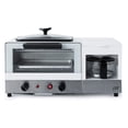 thumbnail image 1 of 3-in-1 Breakfast Maker - Toaster Oven, Coffee Maker & Griddle - Stainless Steel & White - Compact Kitchen Appliance for Dorms, RVs, & Small Spaces, 1 of 6