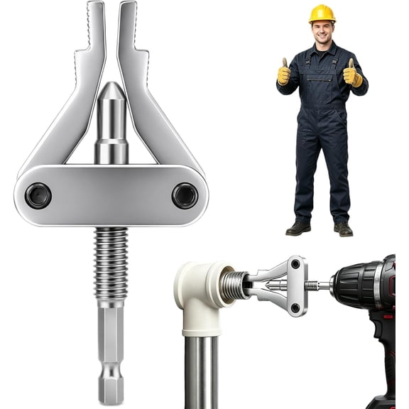 3-in-1 Broken Pipe Thread Extractor Tool, Hex Shank Removal Bit for 1/2", 3/4", 1" Broken Pipe Fittings