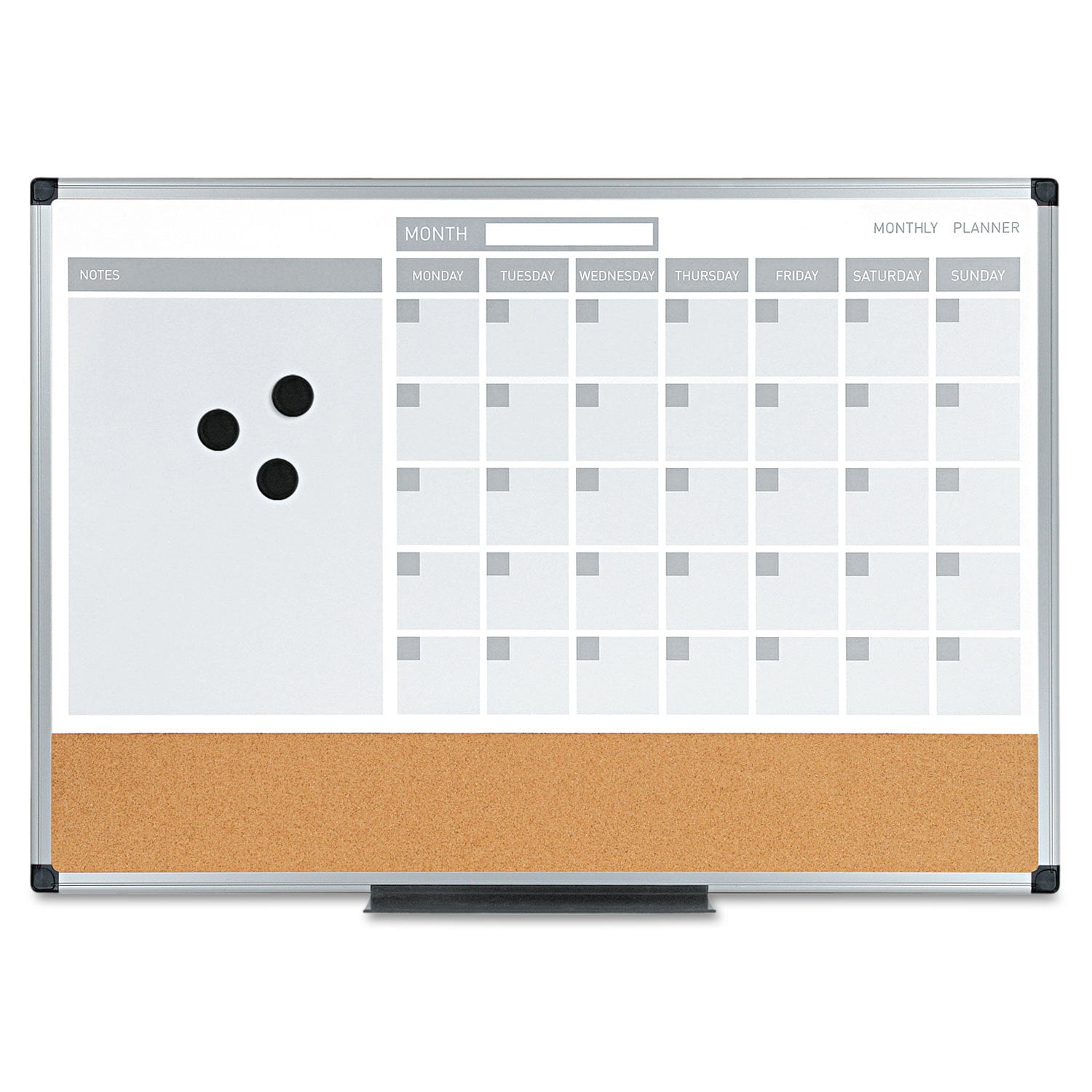 24" x 18" Magnetic Dry Erase Calendar Planner with Cork Board