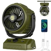 3-in-1 Camping Fan, Portable Fan Rechargeable 20000mAh Cordless Battery Powered Fan with LED Lantern, USB C Charging, LCD Display, Shaking Head, Hanging and Desk Fan for Indoors Outdoors