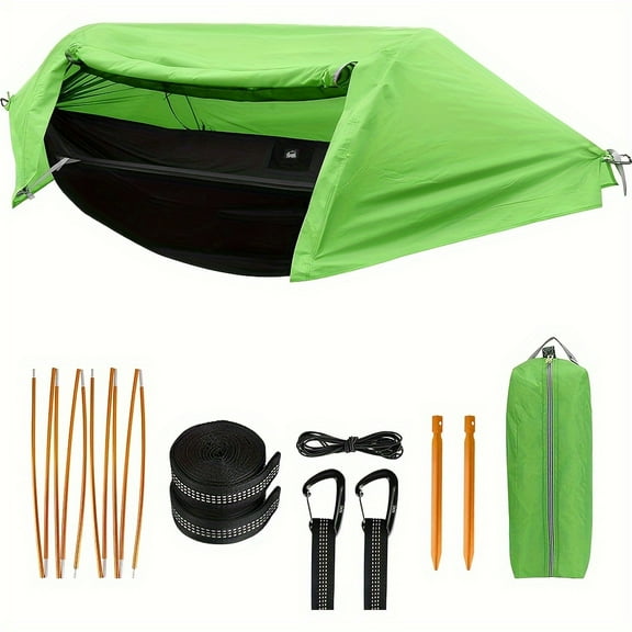3-in-1 Camping Hammock Tent - Built-in Mosquito Net & Rain Cover, 440LBS Load Capacity, 2-Person Portable Hammock for Camping, Hiking, Backpacking & Outdoor Adventures