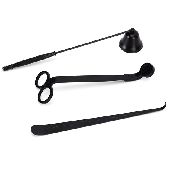 3 in 1 Candle Accessory Set , Candle Wick Trimmer, Candle Wick Snuffer, Candle Wick Dipper for Lovers (Black)
