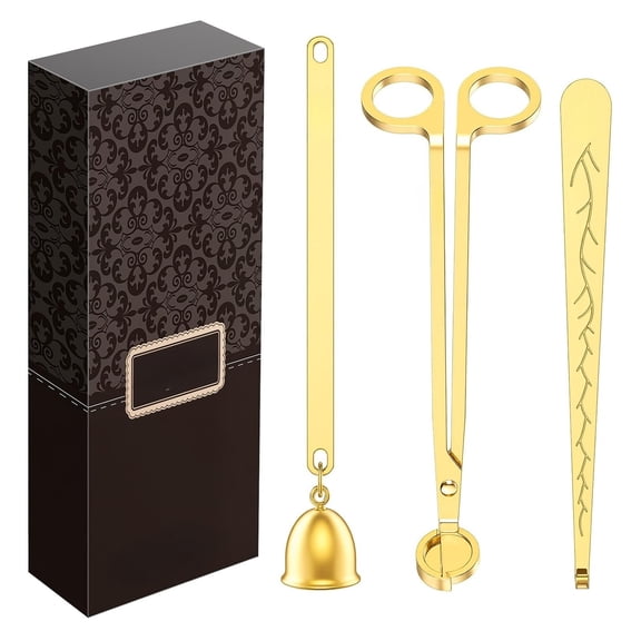 3 in 1 Candle Accessory Set, Candle Wick Trimmer Cutter, Candle Snuffer Extinguisher, Wick Dipper with Gift Package for Candle Lover