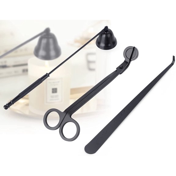 3 in 1 Candle Tools Set, Candle Wick Trimmer, Candle Cutter, Candle Snuffer, Candle Wick Dipper Accessory Set - Black