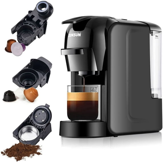 3 in 1 Capsule Espresso Machine, 19 Bar Coffee Machine for Nespresso Capsules OriginalLine, Dolce Gusto Coffee Pods and Ground Espresso