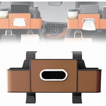 3-in-1 Car Backseat Organizer, 2025 New Multifunctional Car Seat Back Storage Box, Multifunctional Car Back Seat Storage Organizer-Carstorage Bag with 2 Cup Holders, Tissue Box, Hooks (Brown)